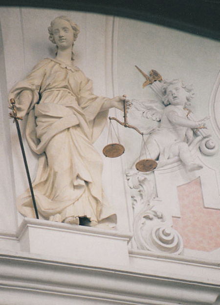Gaspare Mola, statua della Giustizia nella 
            chiesa dell'abbazia di Ochsenhausen (D)