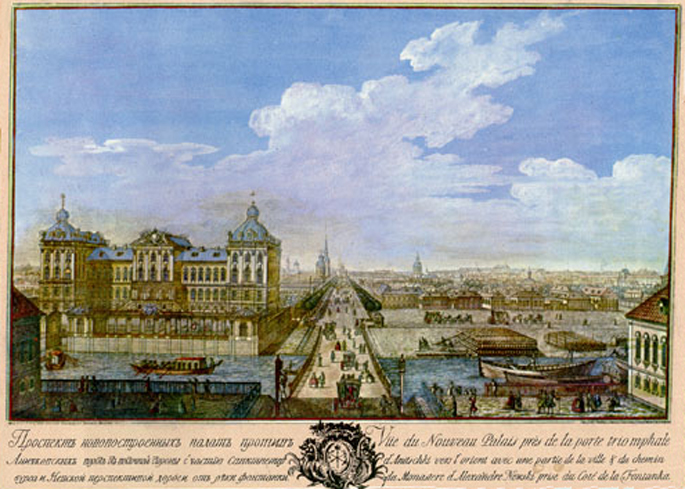 Blick auf den Anitschkow-Palast in St. Petersburg, 1753