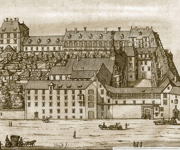 Castello di Graz, incisione di Andreas Trost, 1700 ca.