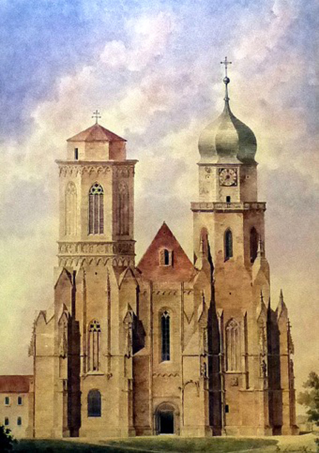 Steinmetzarbeiten am linken Turm der Stiftskirche Klosterneuburg